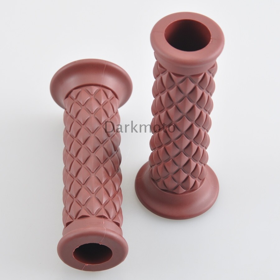 Motorcycle Rubber Hand Grips 1" 7/8" Handlebar Grip Vintage Diamond Pattern