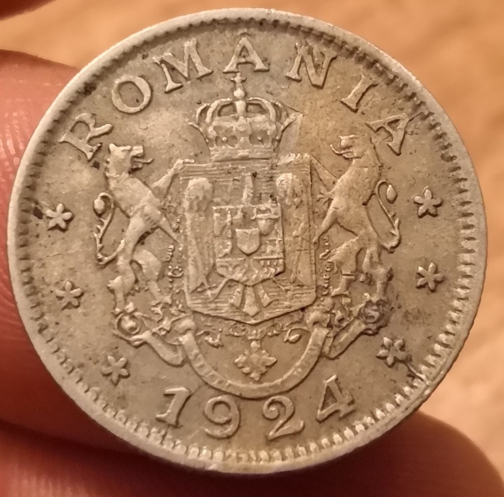 Coin 1 Leu 1924, Romania Ferdinand I, Ref. 8670
