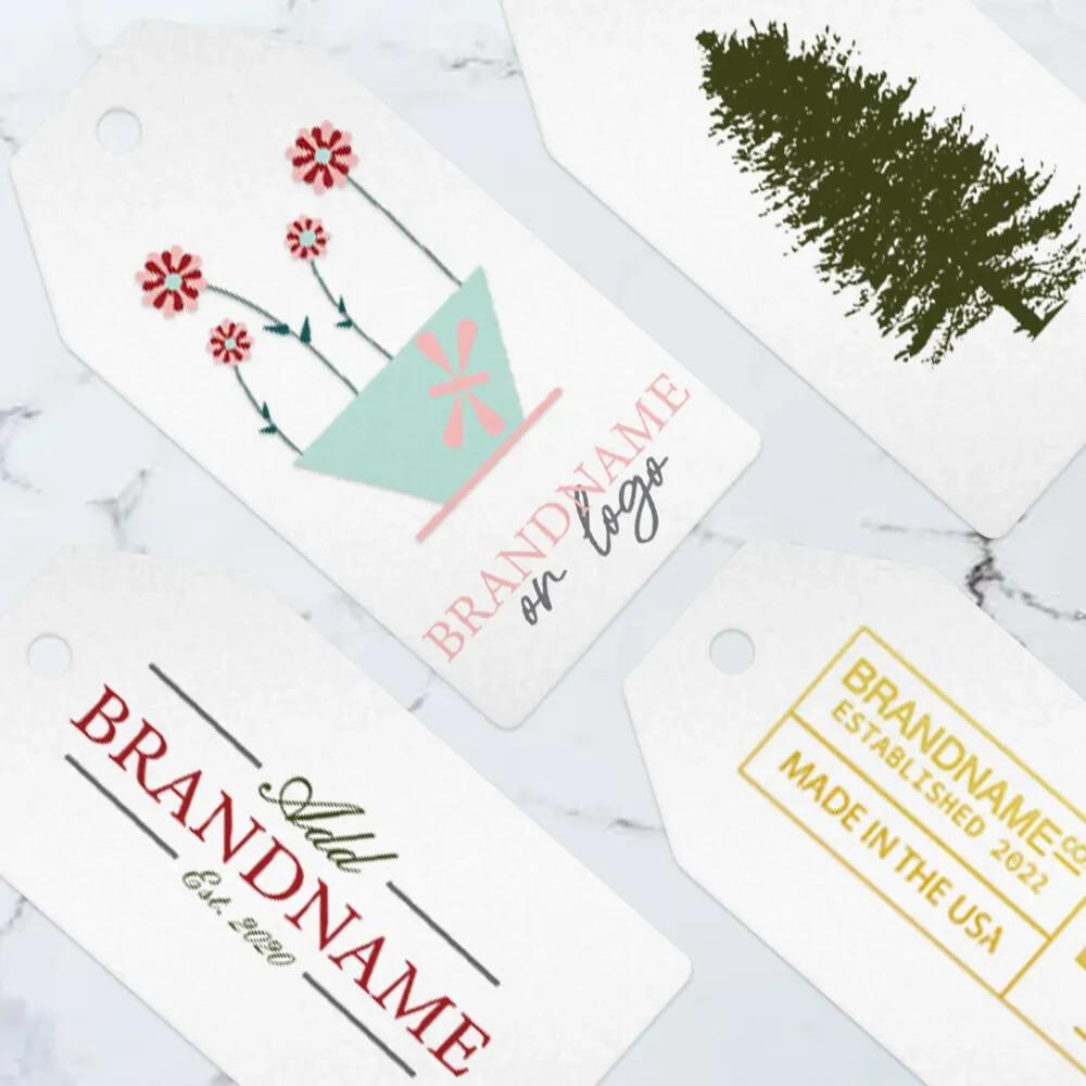 100 PCS 1-1/2" x 3-1/8" Custom Printed Personalized Branded Hang Tags