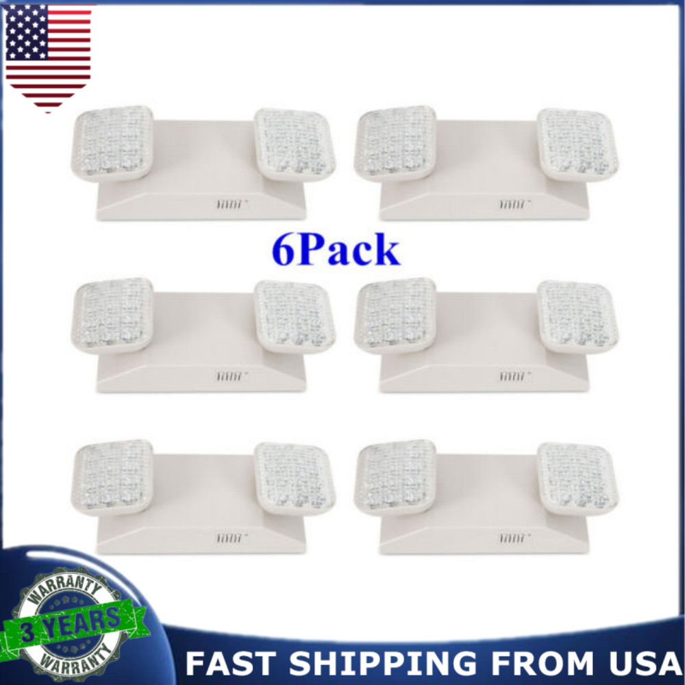 6 Pack LED Emergency Exit Light Adjustable 2 Dual Head W/ Battery Back-up 924
