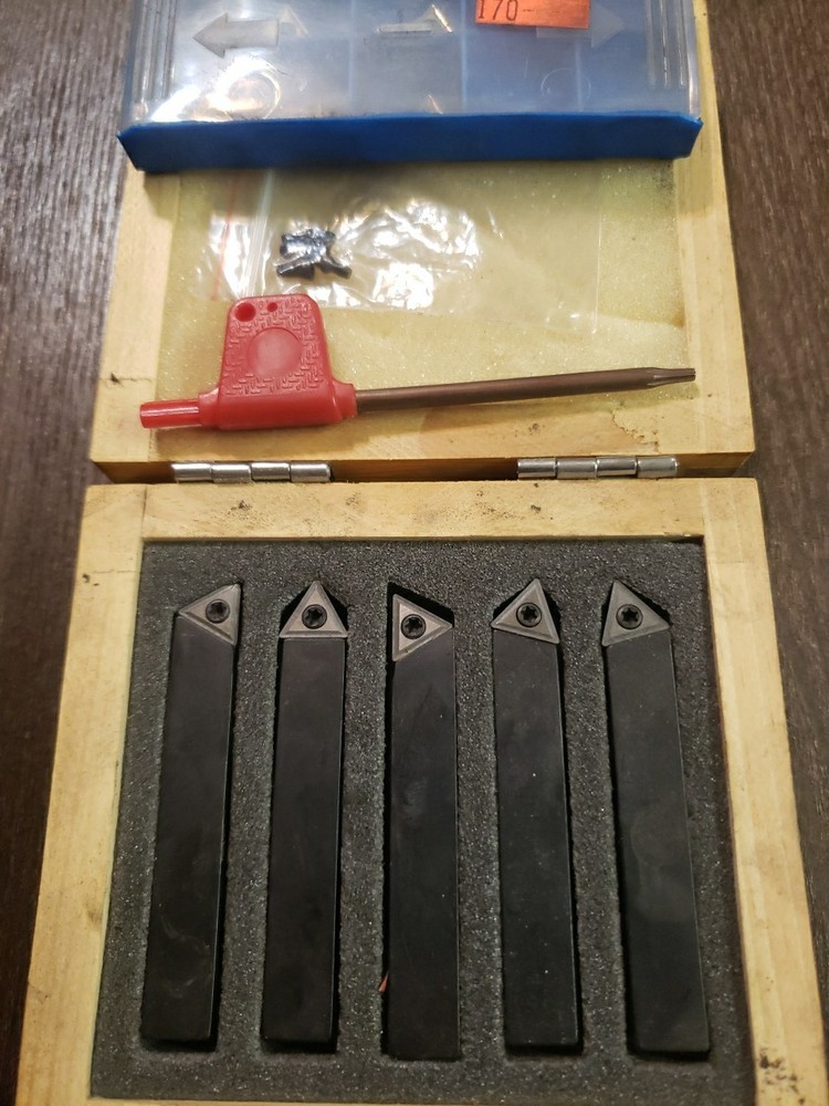 5 pc 3/8" Lathe Indexable Carbide Insert+Turning Tooling+9 Tips  Set