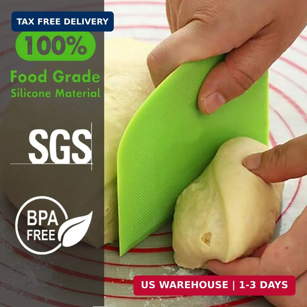SURDOCA Dough Scraper Bench Scraper - 3P 4.7x3.7" Plastic Flexible Bowl Scraper,