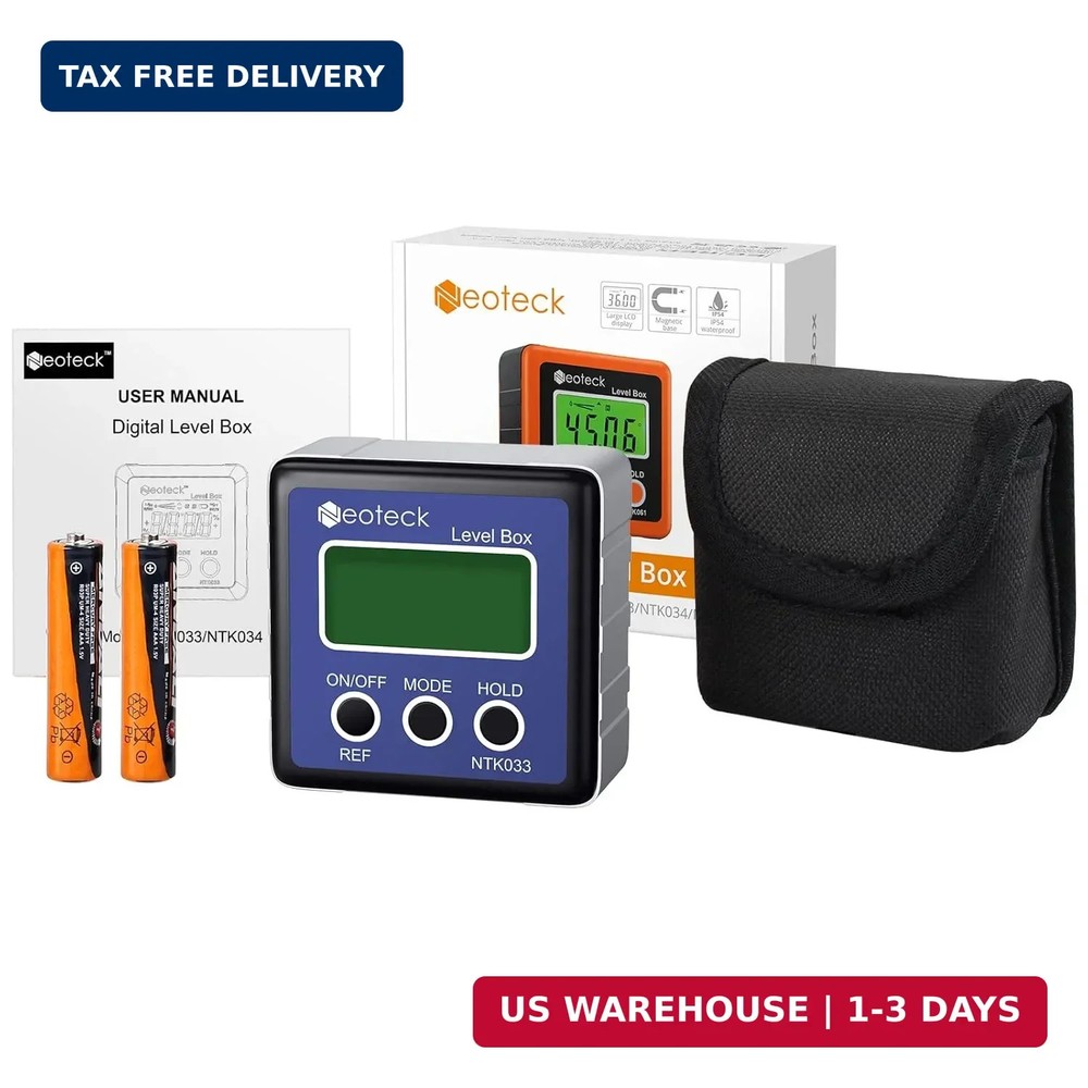 Neoteck Digital Angle Finder LCD Digital Angle Gauge Waterproof Protractor Incli