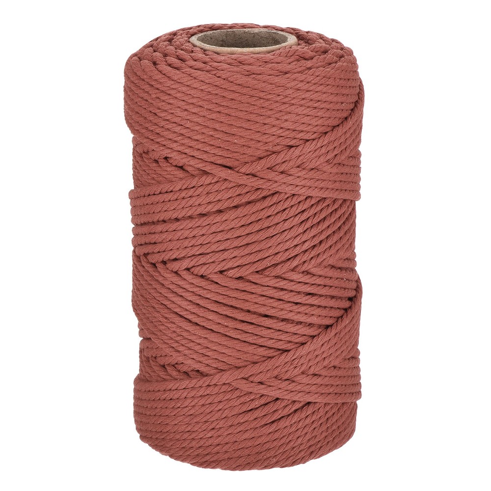 0.2" 328 Feet Macrame Cord, Cotton Cord Rope String 4 Strands Rust Red