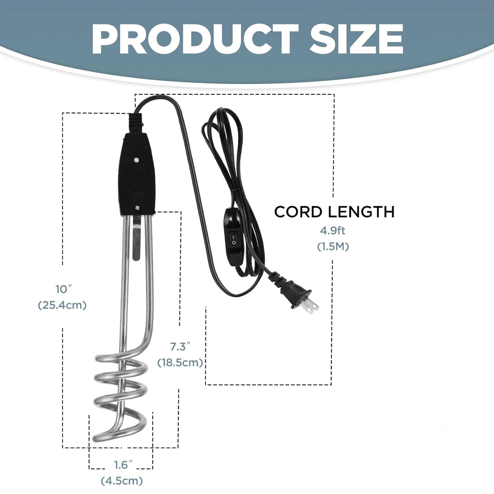 10In 1000W-110V Water Heater Portable Electric Immersion Element Boiler Travel H