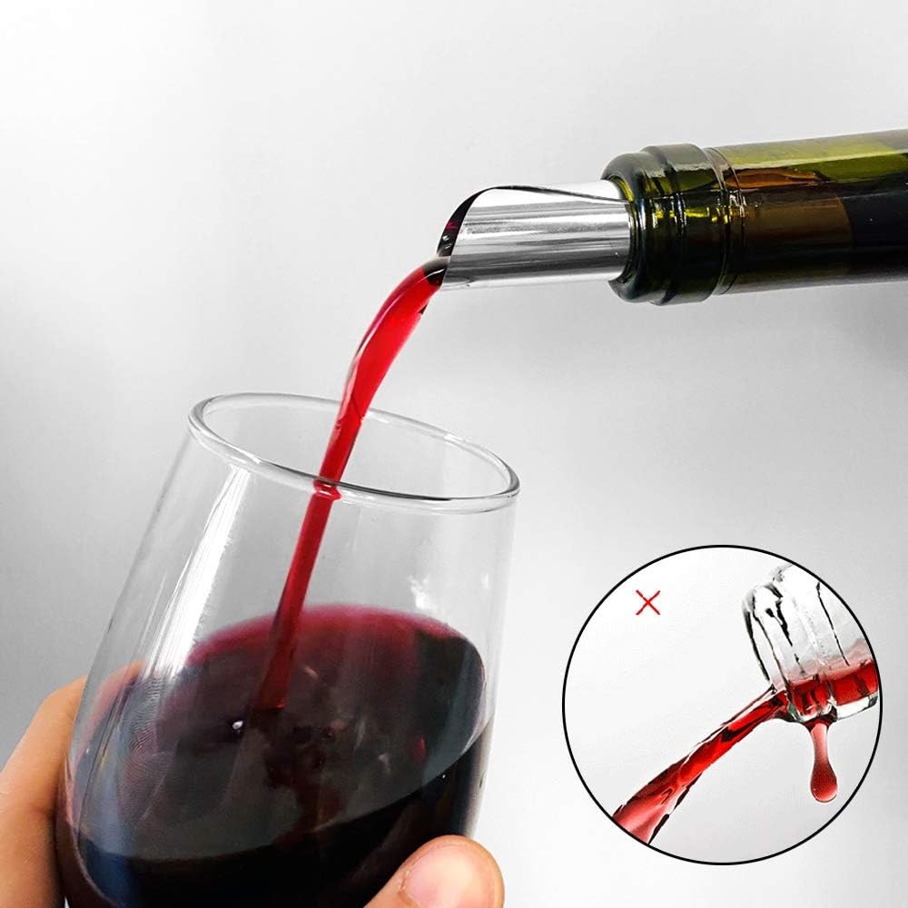 Silver Wine Pourer Drop Stopper Disk Spout Bar Accessories