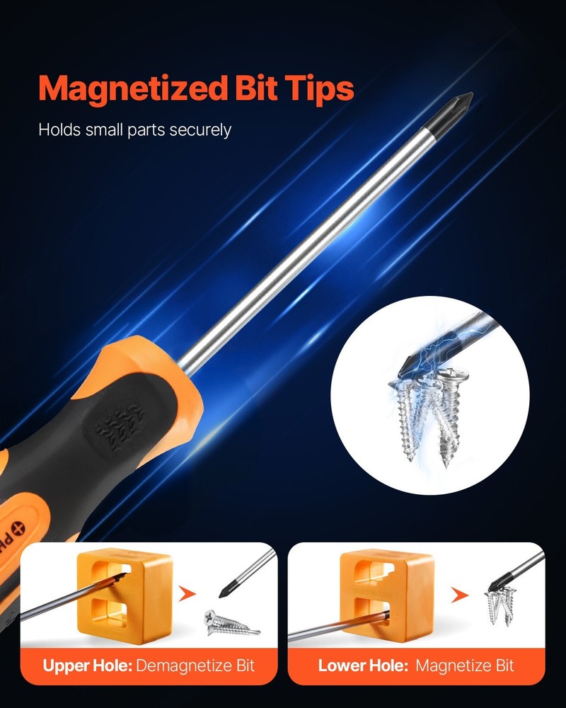 NEW HOT/ Screwdriver Set,12-Piece Hand Tools Set w/Magnetic Tips,Includes 5 Phi