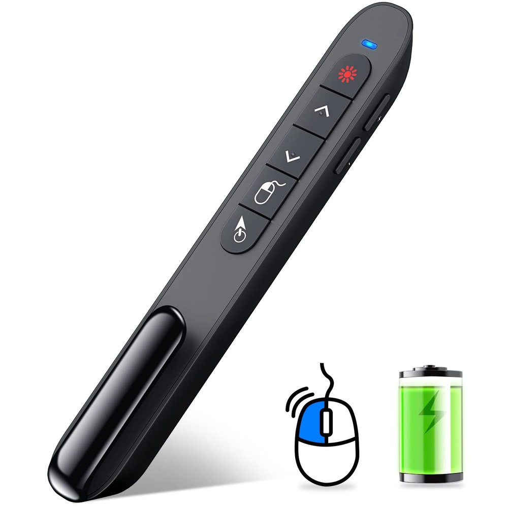 Wireless Presenter Remote with Air Mouse Control, Rechargeable USB Presentati...