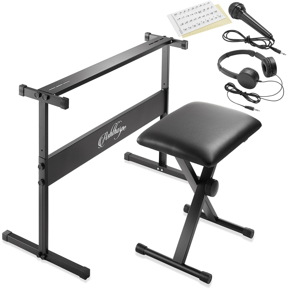 61-Key Digital Electronic Keyboard with Light Up Keys, Stand and Stool