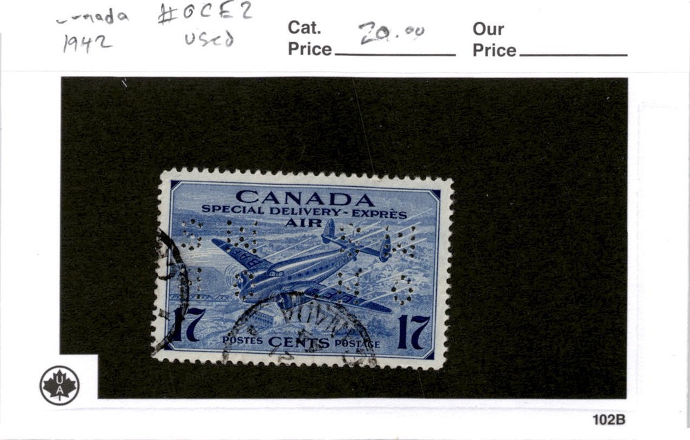 Canada, Postage Stamp, #OCE2 Used, 1942 Official Airplane (AB)