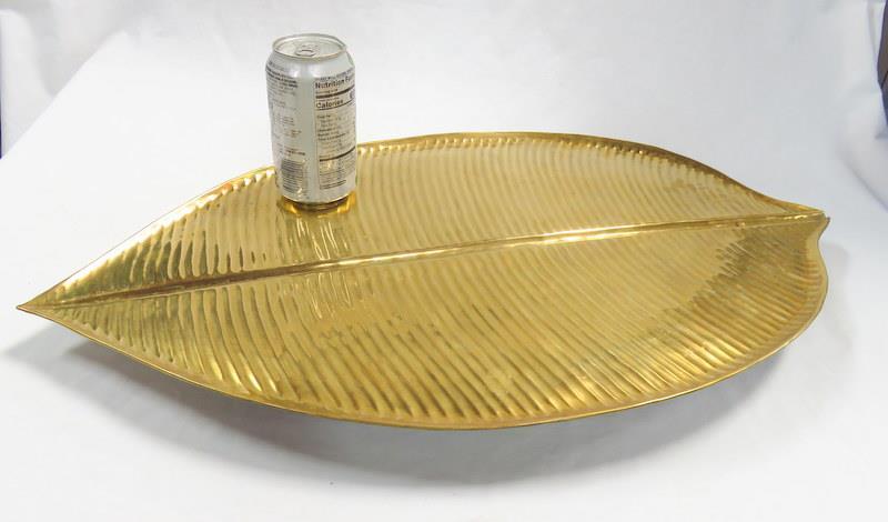 Antique Brass Footed Serving Platter 25" x 14"