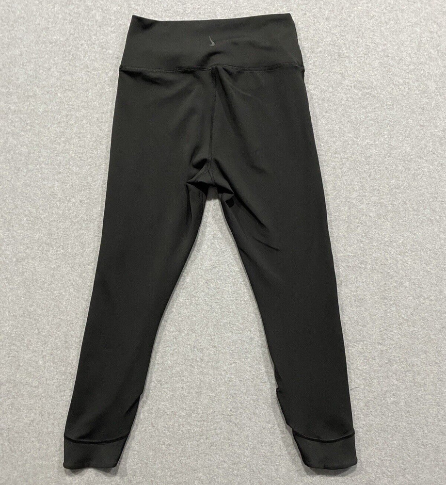 Nike Dri Fit Leggings Stretchy Pull On Fitted Black Medium Cropped