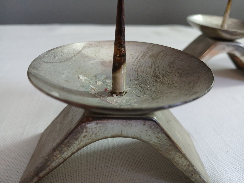 2 Vintage Modern Silver #366 Japan Silverplate Candle Holders