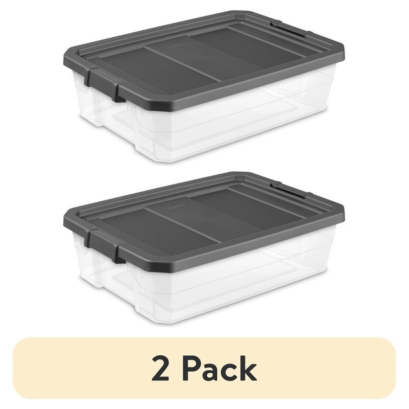 Durable Stackable Storage Bins W/ Lids 40 Quart 2 Pack Heavy Duty Clear Plastic