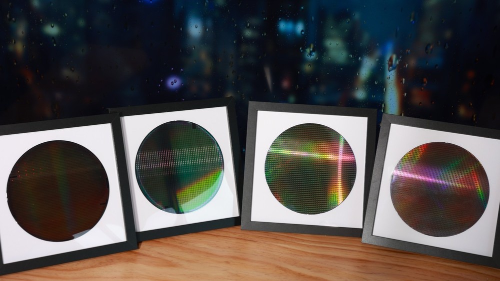 Framed Silicon Wafer Display for Vintage CPU Microchips Tech Wall Art