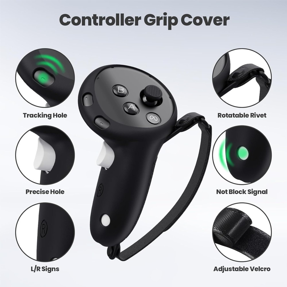 Silicone Cover Set Compatible with Meta/Oculus Quest 3s Accessories VR Silico...