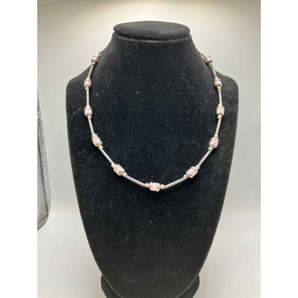 Faux Pink Pearl Snake Chain Necklace!