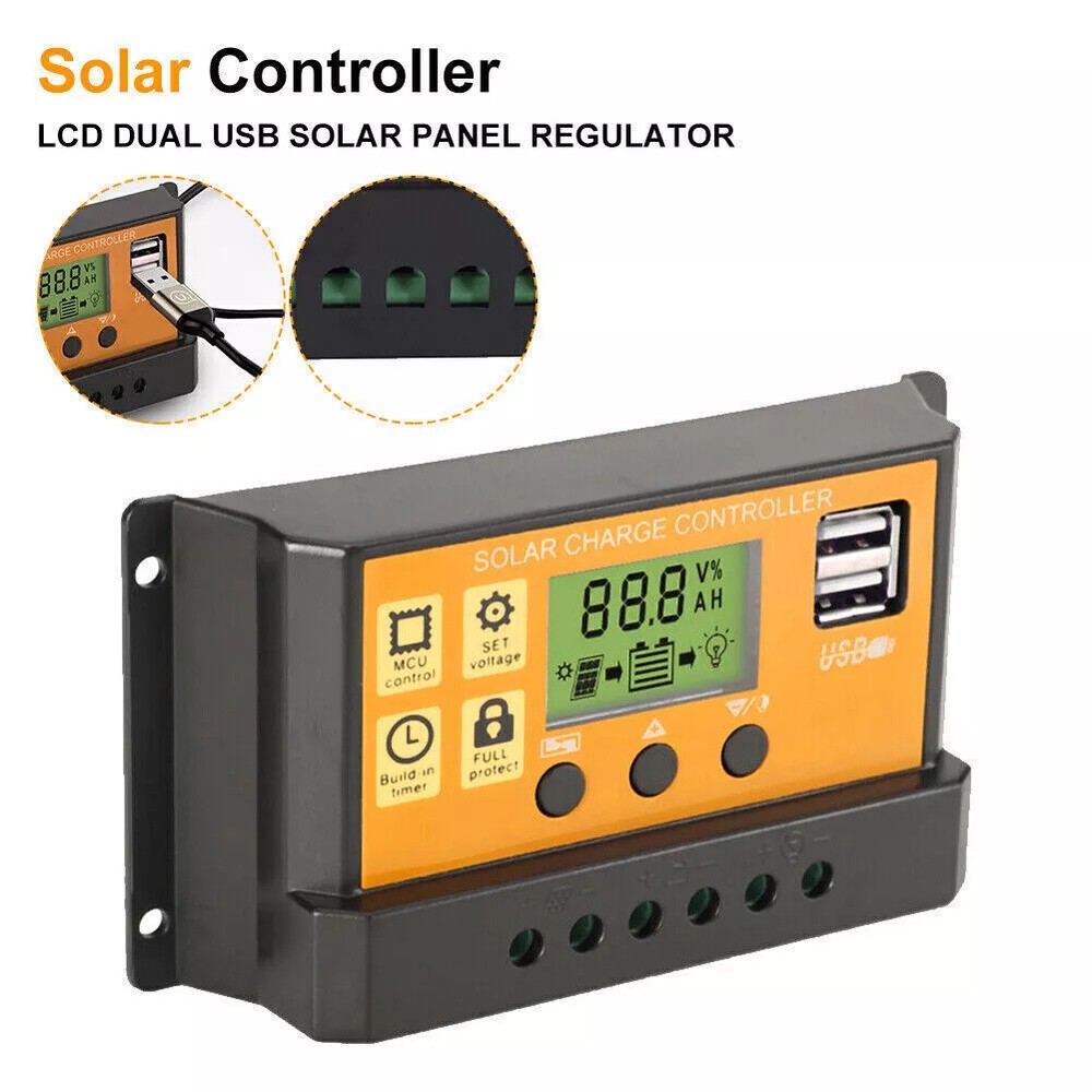 100A PWM Solar Charge Controller 12V/24V Auto Tracking - Solar Panel Regulator