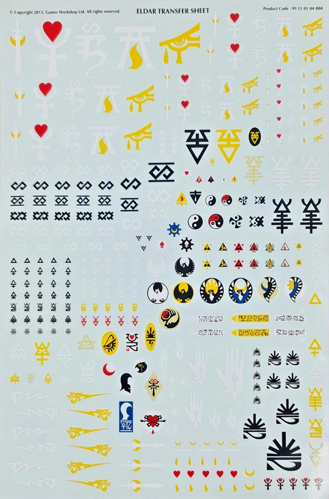 Warhammer 40k  Large Eldar - TRANSFER SHEET -