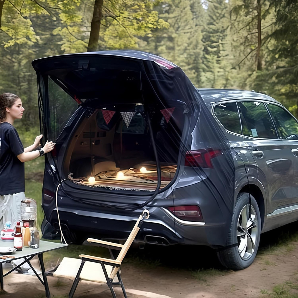 Car Camping Tailgate Mesh Screen for SUV, Mini Van, Great for Ventilation and Mo