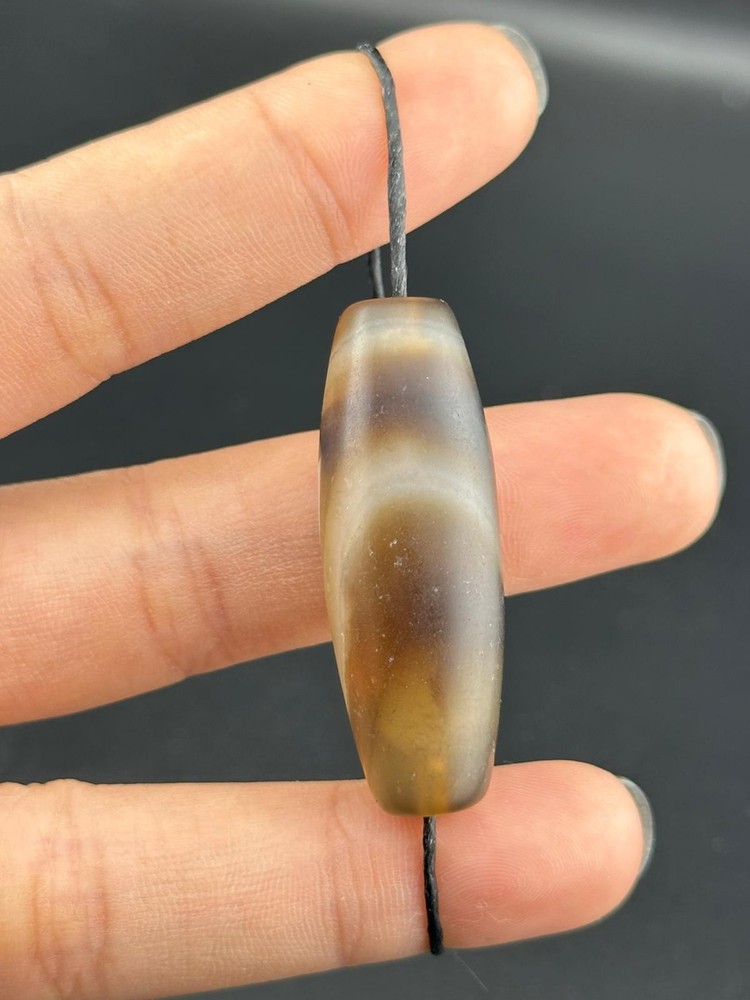 Authentic Ancient Large Banded Agate Stone Dzi Bead in Good Condition