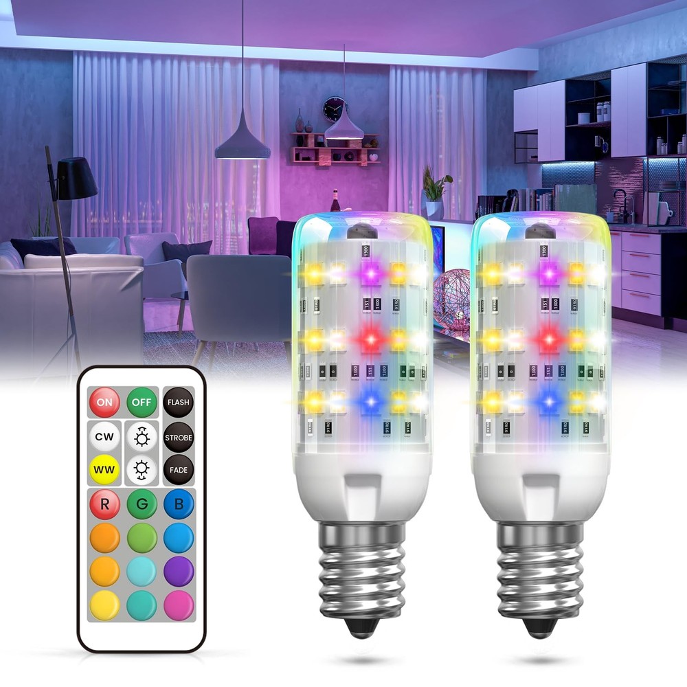TobeBright E12 Color Changing LED Light Bulb with Remote Control 2W E12 Chand...