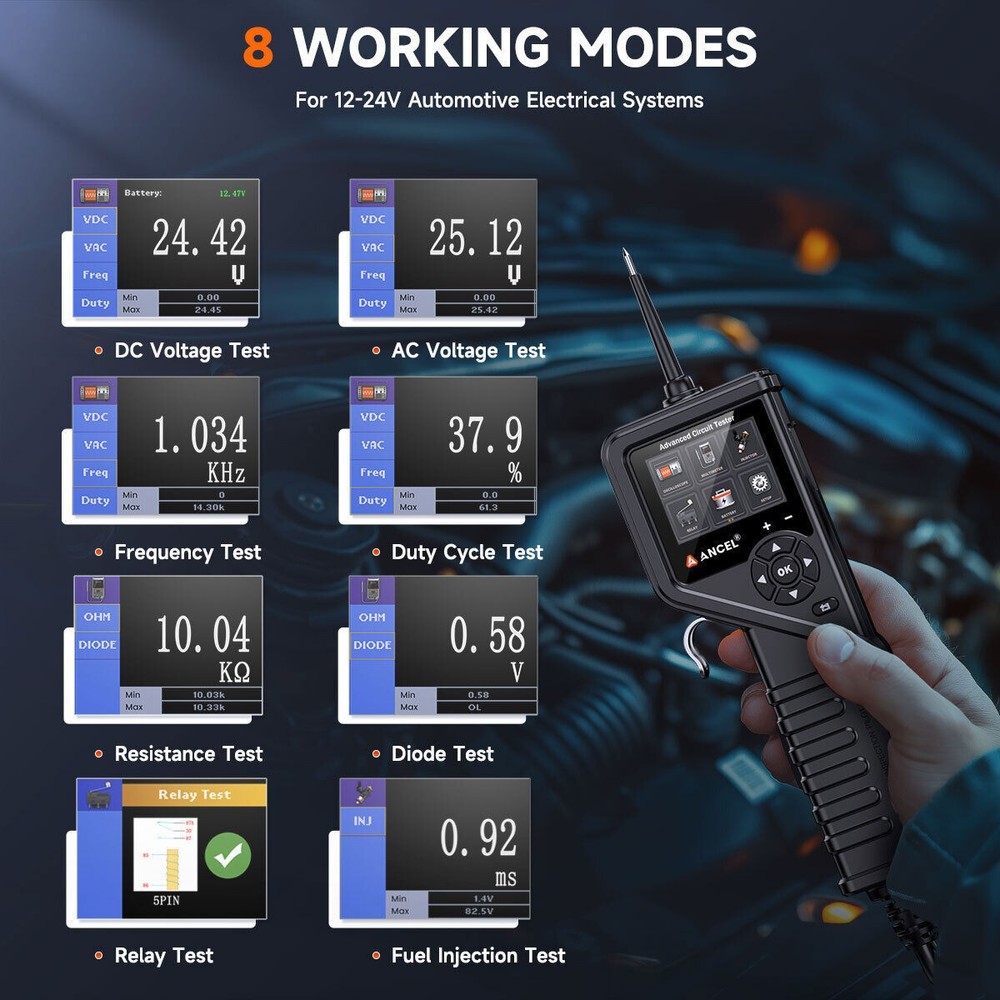 Ancel PB600 Power Circuit Probe Tester Resistance Diode Tset Continuity Testing