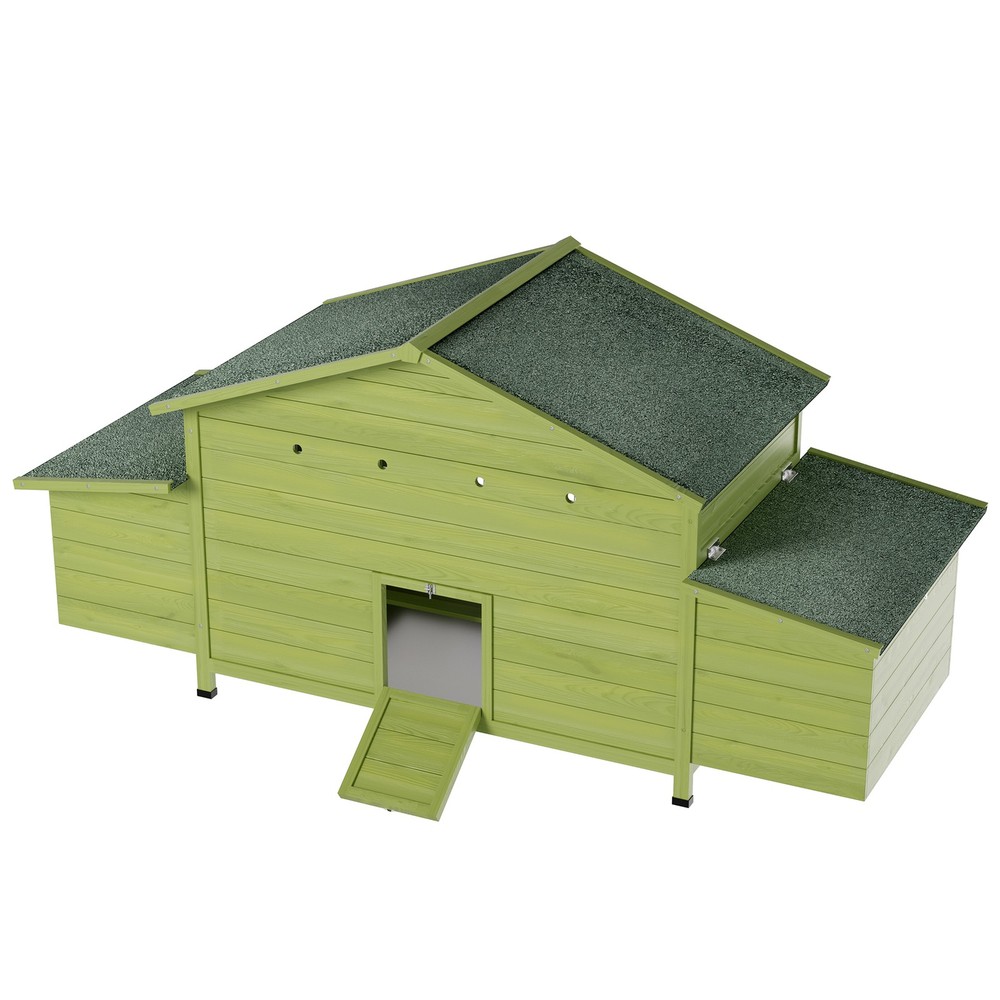 11.12 ft² Wooden Chicken Coop 2 Free-Range Doors 2 Nesting Boxes & Perch