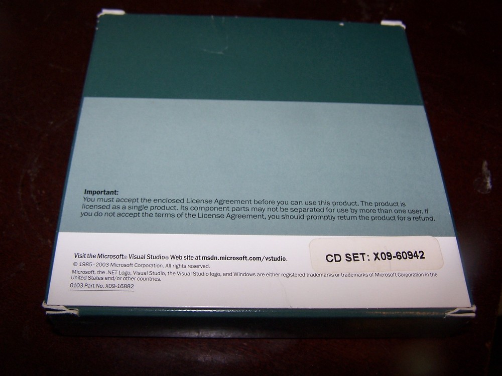 Microsoft Visual Studio .net Enterprise Developer Version 2003 CD Set X09-60950