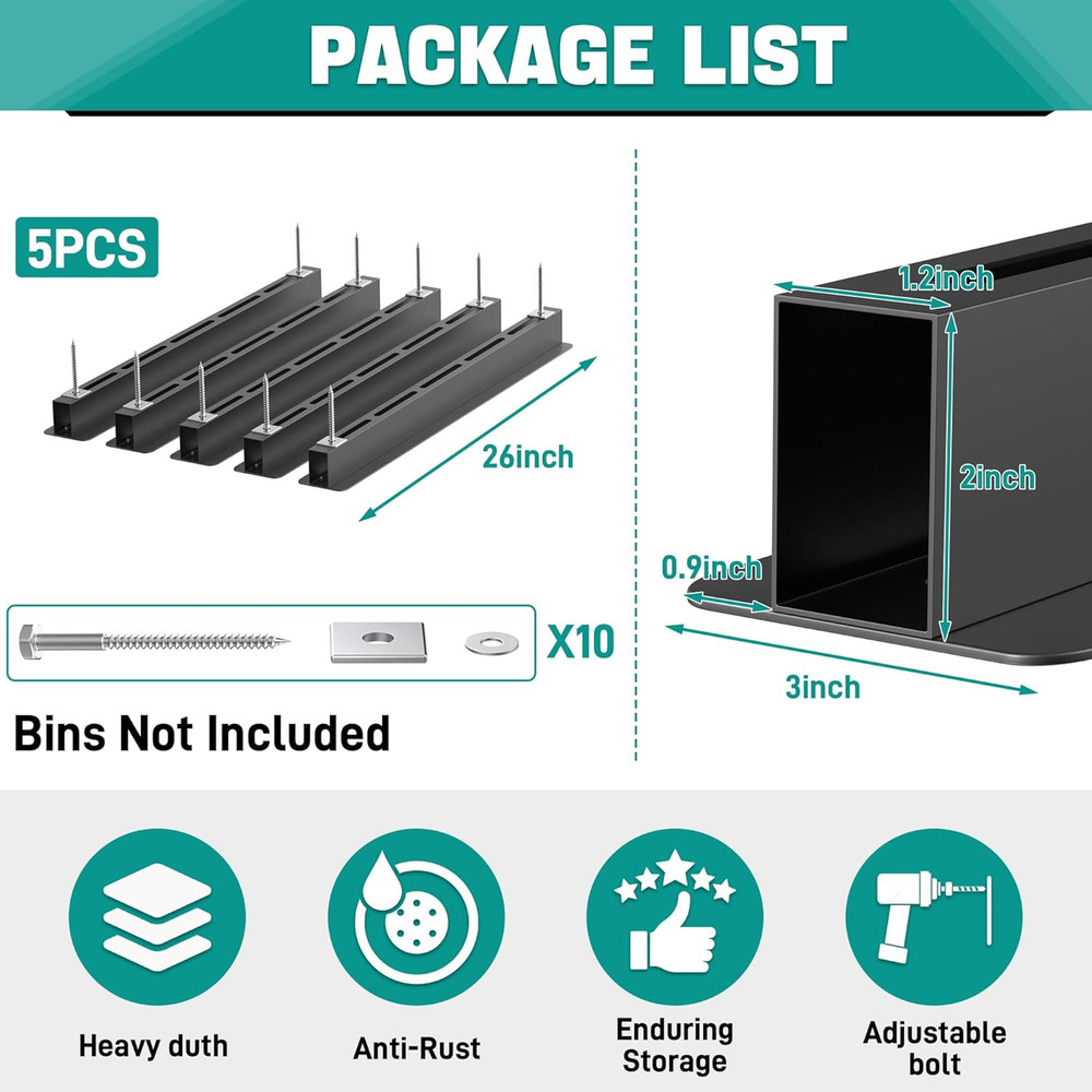 Adjustable Heavy Duty Ceiling Storage Rack - 4 Bin System, 26 Inch