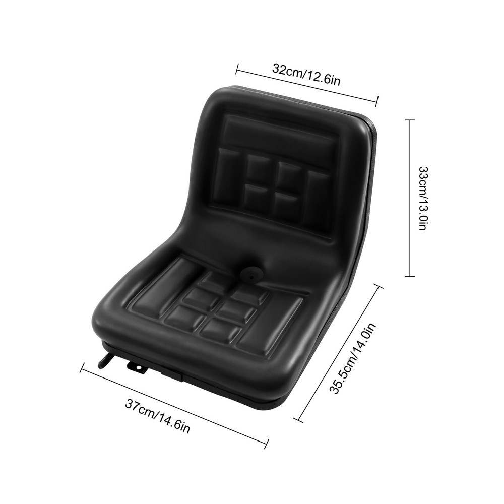 Universal Compact High Back Mower Seat Black Seat with Mounting Bolt Patterns