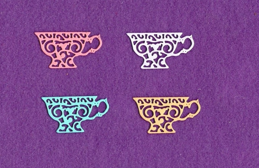 TEA CUP FANCY Coffee  die cuts scrapbook cards