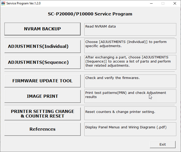 Service program for Epson SureColor P10000, P20000 (Work Any PC)