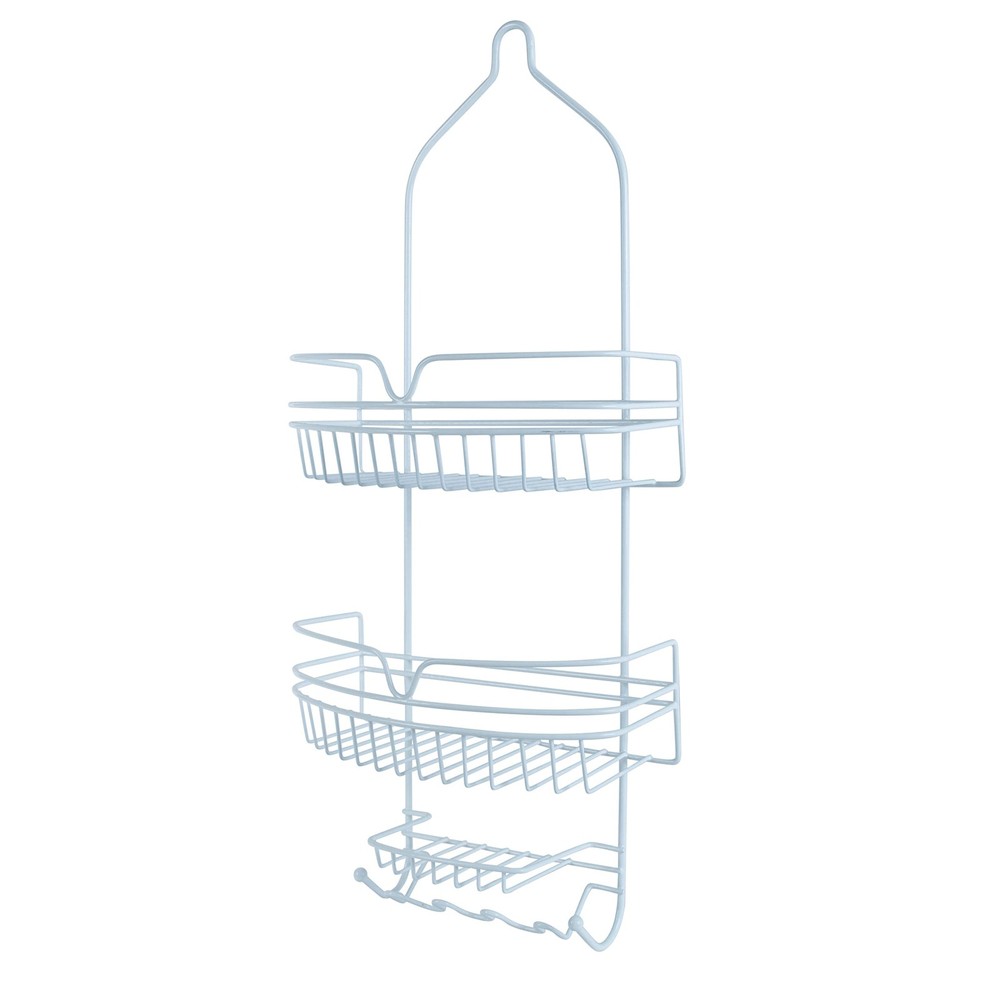 Bath Bliss Shower Caddy, 2 Large Baskets, Soap Dish, 6 Hooks, Rust Resistant