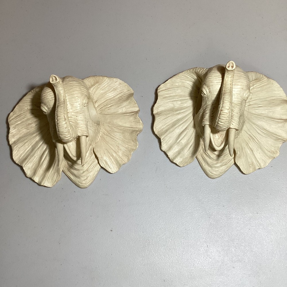 2 Elephant Head Wood Large Curtain Tie Back Ornamental Pull Through