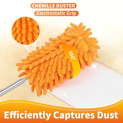 Hand Duster for Cleaning, 360° Bendable Duster with Telescoping 6 Pack Colorful