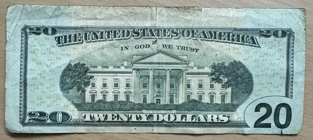 Off-Center Miscut Error $20 Dollar Note | Free Shipping