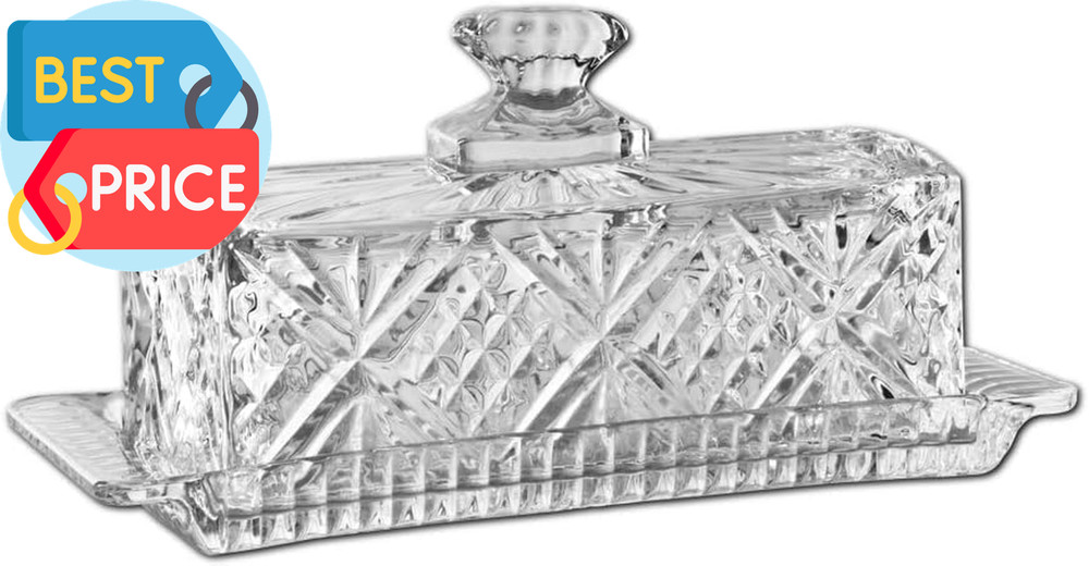 Butter Dish with Lid, Dublin Crystal Collection, 8", Clear