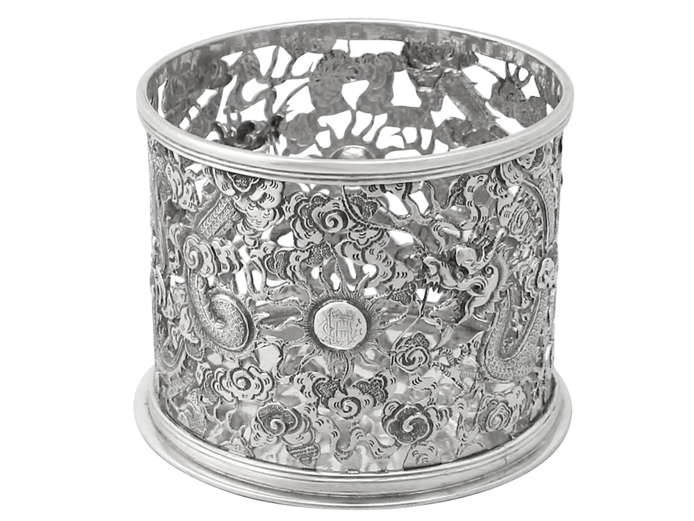 Chinese Export Silver Bottle Coaster - Antique Circa 1900