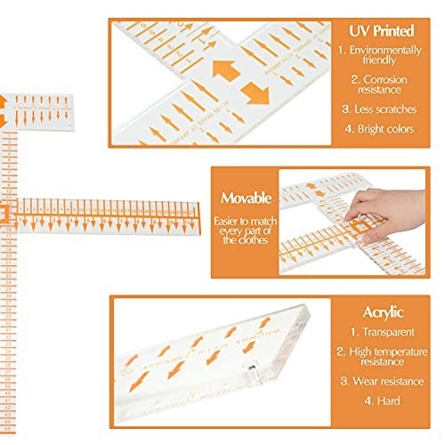 T-Shirt Alignment Ruler Guide Tool Set - Acrylic Design Centering for Easy Sewin
