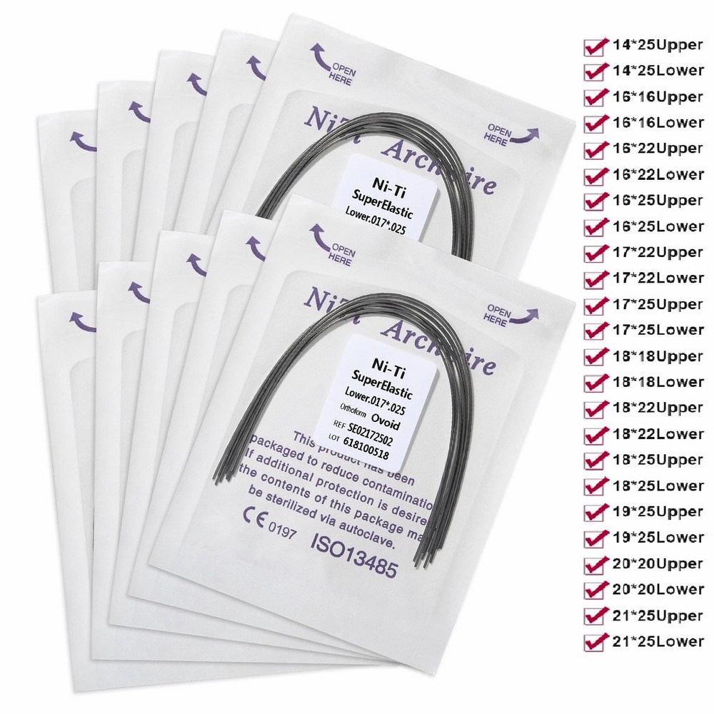 10 Packs/100pcs Dent Orthodontic Super Elastic Niti Rectangular Arch Wires O
