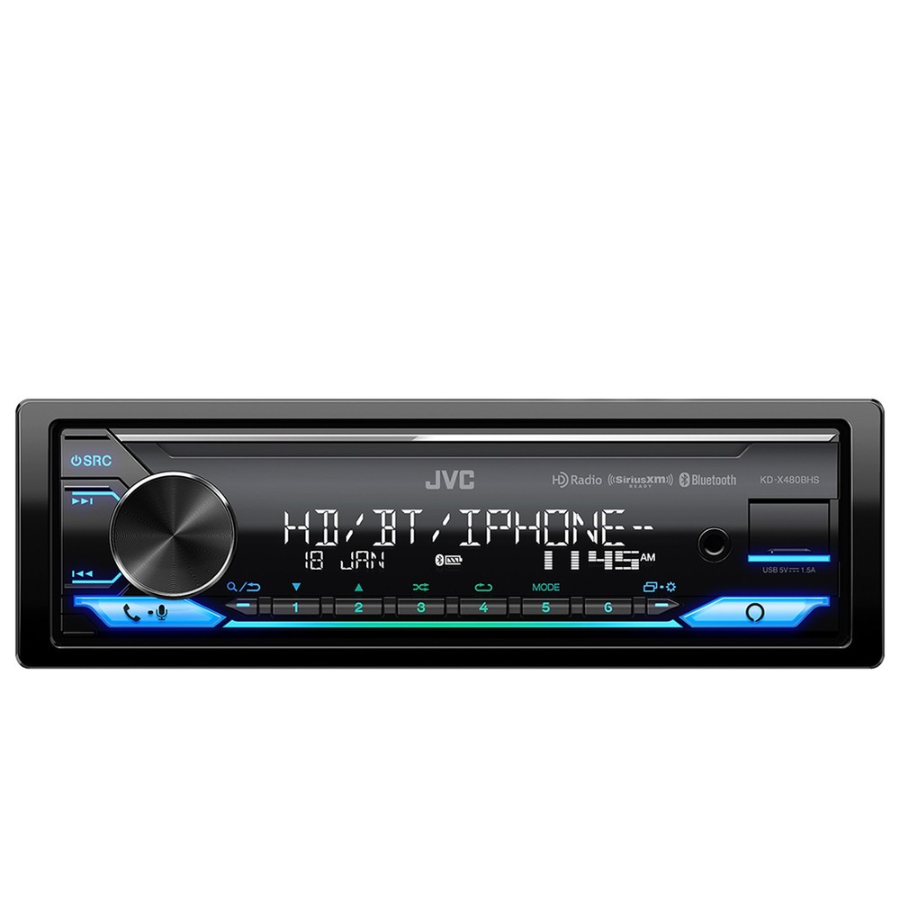 JVC KD-X480BHS Single DIN Bluetooth Amazon Alexa Receiver, Install Kit, Antenna