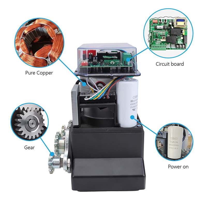 4400lbs Electric Automatic Sliding Gate Opener Motor APP+Keypad+6 Remote Control