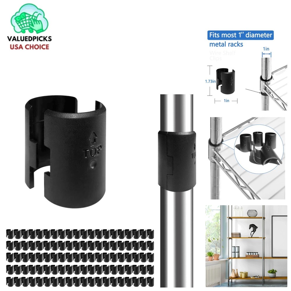 Sturdy 1-Inch Wire Shelf Clips - 100 Pack Easy Install Plastic & Metal Solution