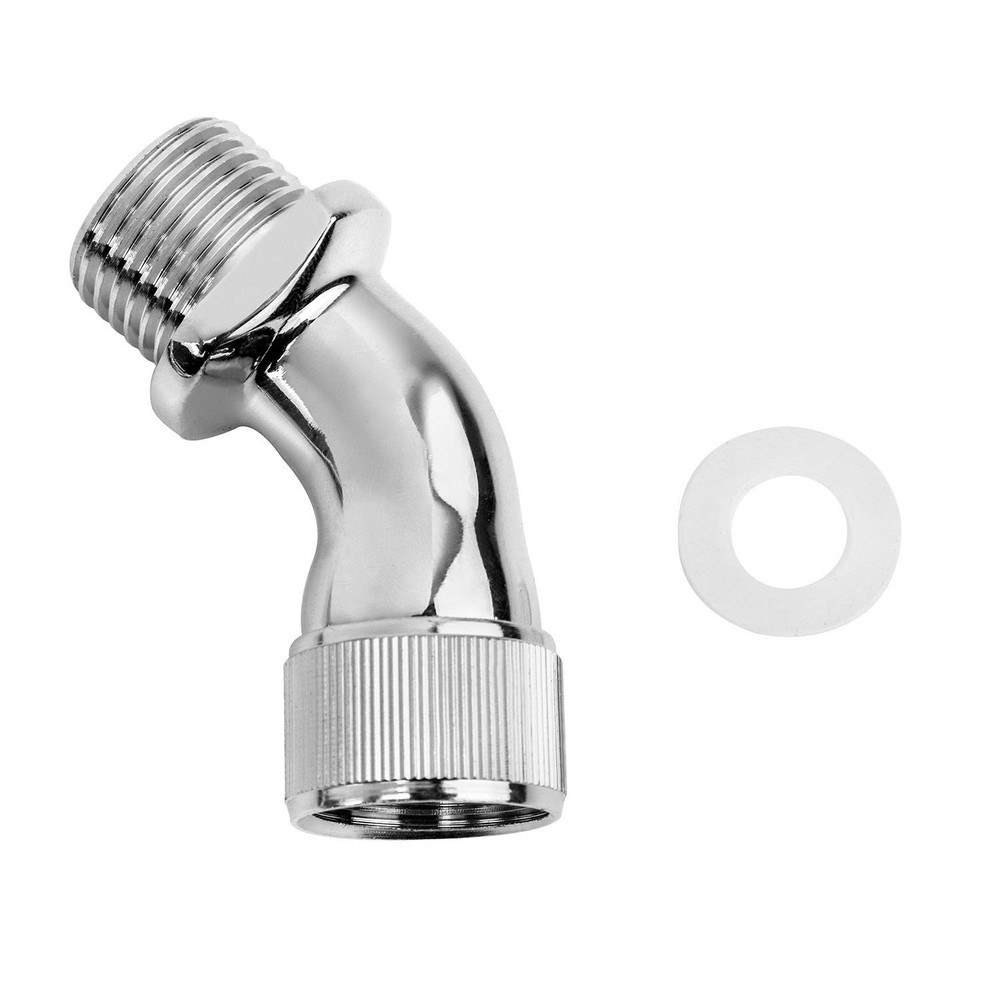 QWORK Elbow Adapter for Shower Head, Chrome Copper 1/2" Extender