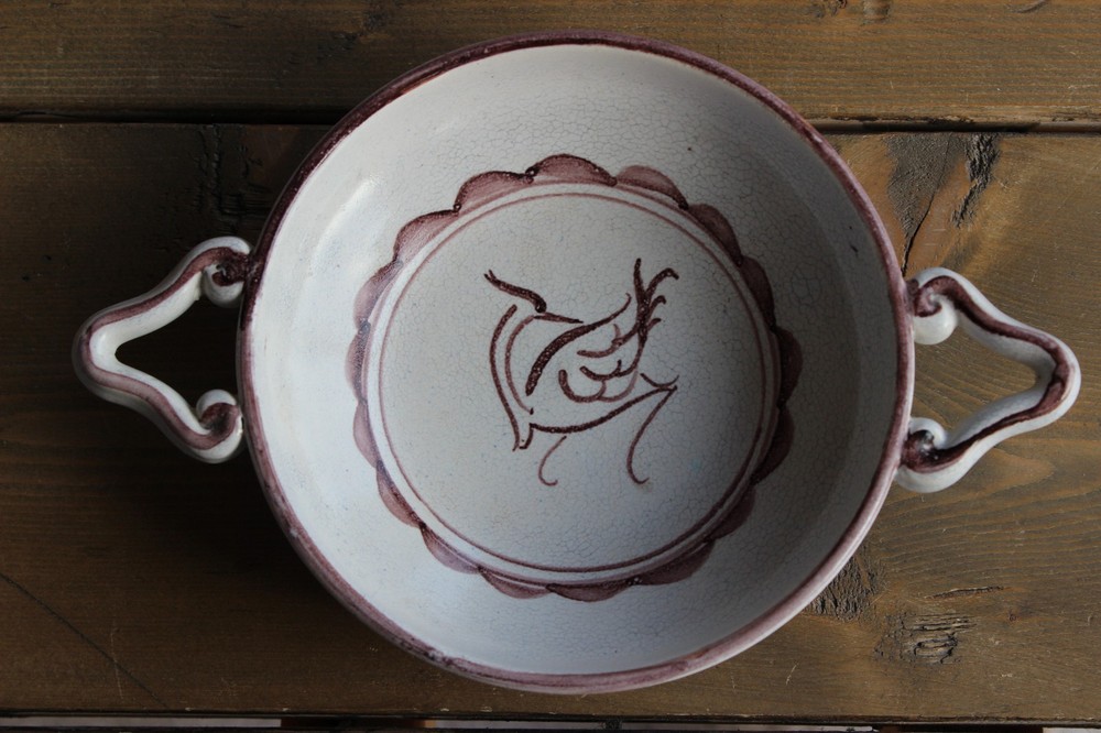 Red Craine Bird Marked Ceramic Bowl Signed