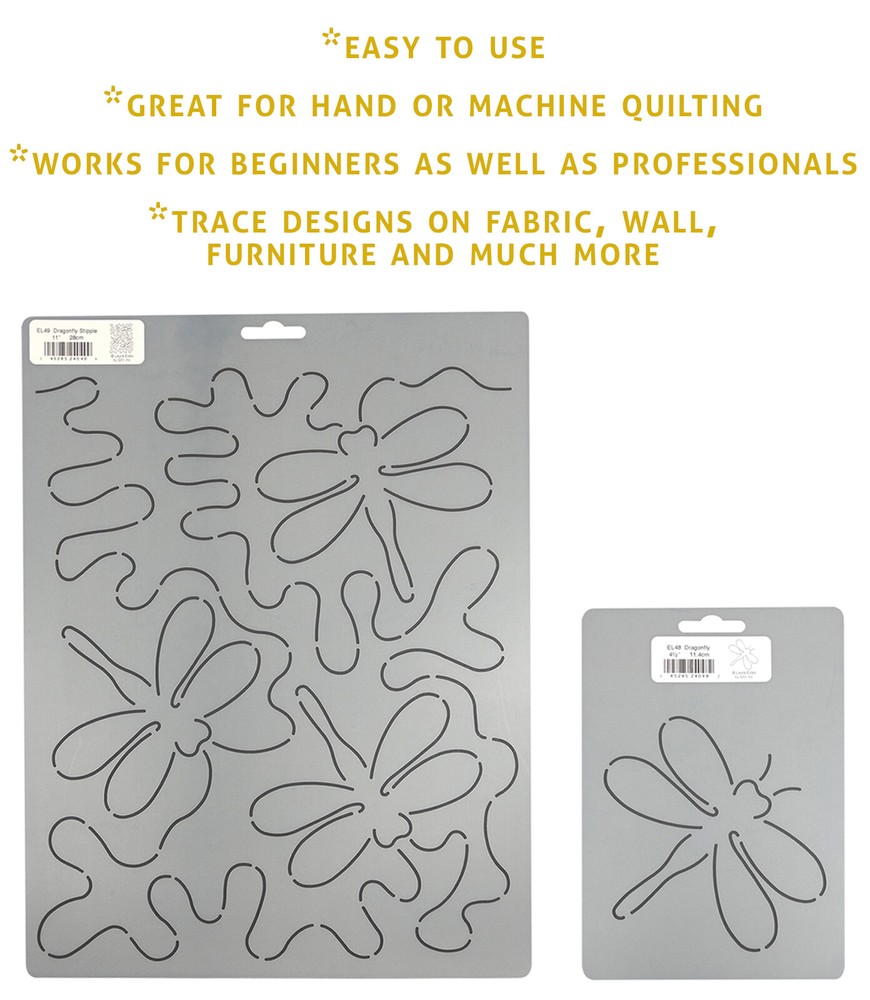 2 Stencils Quilting Stipple Dragonfly Quilt Patterns Continuous Line Background