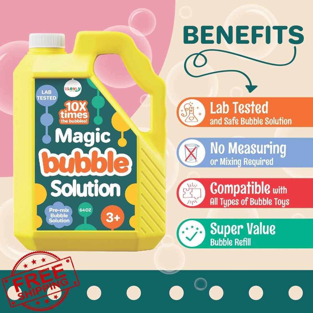 64 oz Iridescent Bubble Solution Refill Giant Bubbles Kids Machine