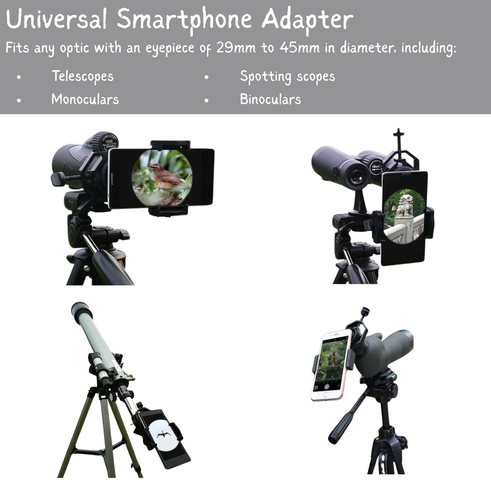 Smartphone Adapter for Binoculars, Monoculars, Spotting Scopes, Telescope, Mi...