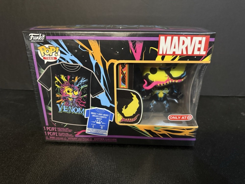 Funko POP! Tees Marvel Venom Eddie Brock Blacklight POP  LARGE  Target Sealed